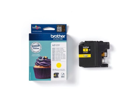 Brother LC123Y - Wysoka Wydajność - żółty - oryginał - pojemnik na tusz - dla Brother DCP-J100, DCP-J105, DCP-J132W, DCP-J4110DW