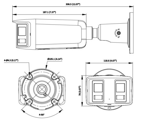 KAMERA IP DS-2CD2T167G3P-LIS2UY/SL(180°) PANORAMICZNA AcuSense - 16 Mpx 2 x 2.8 mm Hikvision