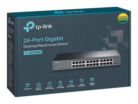TP-Link TL-SG1024D - Przełącznik - 24 x 10/100/1000 - stacjonarny, montowany w szafie rack