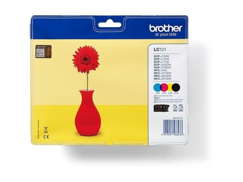 Brother LC121 Value Pack - Czarny, żółty, cyjan, magenta - oryginał - kopuła - pojemnik na tusz - dla Brother DCP-J132W, DCP-J55