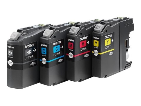 Brother LC121 Value Pack - Czarny, żółty, cyjan, magenta - oryginał - kopuła - pojemnik na tusz - dla Brother DCP-J132W, DCP-J55