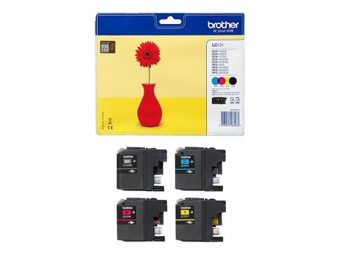 Brother LC121 Value Pack - Czarny, żółty, cyjan, magenta - oryginał - kopuła - pojemnik na tusz - dla Brother DCP-J132W, DCP-J55