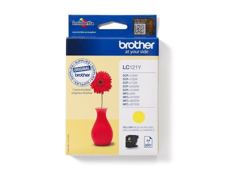Brother LC121Y - Żółty - oryginał - pojemnik na tusz - dla Brother DCP-J100, DCP-J105, DCP-J132W, DCP-J552DW, DCP-J752DW