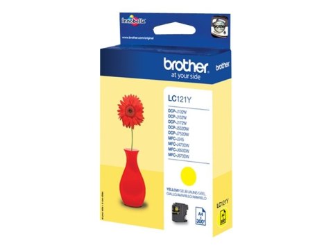 Brother LC121Y - Żółty - oryginał - pojemnik na tusz - dla Brother DCP-J100, DCP-J105, DCP-J132W, DCP-J552DW, DCP-J752DW