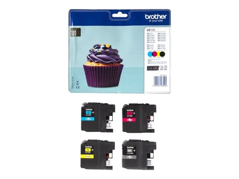 Brother LC123 - 4 szt. - czarny, żółty, cyjan, magenta - oryginał - kopuła - pojemnik na tusz - dla Brother DCP-J100, DCP-J105, 