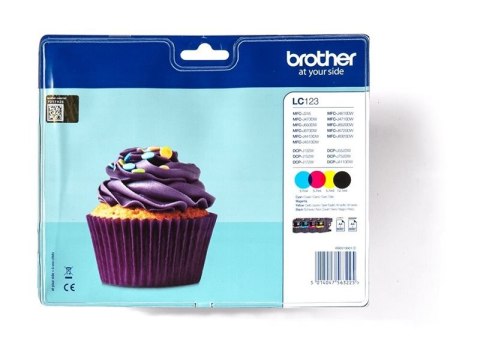 Brother LC123 - 4 szt. - czarny, żółty, cyjan, magenta - oryginał - kopuła - pojemnik na tusz - dla Brother DCP-J100, DCP-J105, 