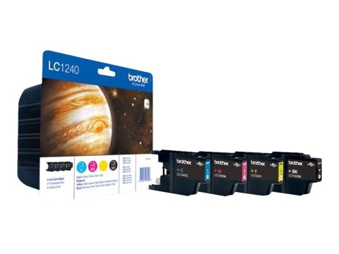 Brother LC1240 Value Pack - 4 szt. - czarny, żółty, cyjan, magenta - oryginał - kopuła - pojemnik na tusz - dla Brother DCP-J525