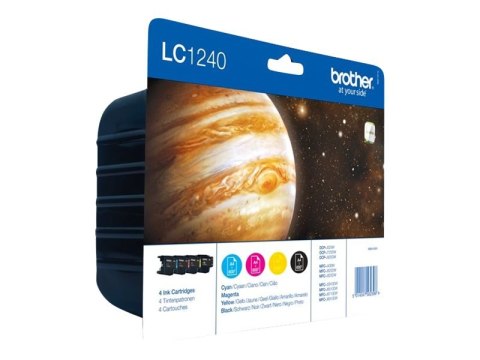 Brother LC1240 Value Pack - 4 szt. - czarny, żółty, cyjan, magenta - oryginał - kopuła - pojemnik na tusz - dla Brother DCP-J525
