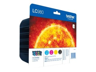 Brother LC980VALBP - 4 szt. - czarny, żółty, cyjan, magenta - oryginał - kopuła - pojemnik na tusz - dla Brother DCP-145, 163, 1