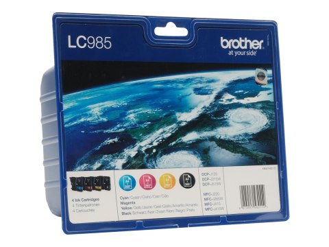 Brother LC985VALBP - 4 szt. - czarny, żółty, cyjan, magenta - oryginał - kopuła - pojemnik na tusz - dla Brother DCP-J140W, DCP-
