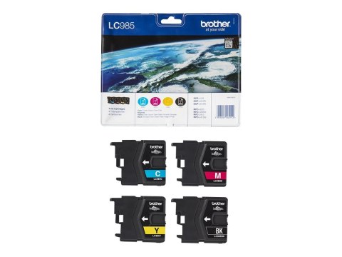 Brother LC985VALBP - 4 szt. - czarny, żółty, cyjan, magenta - oryginał - kopuła - pojemnik na tusz - dla Brother DCP-J140W, DCP-