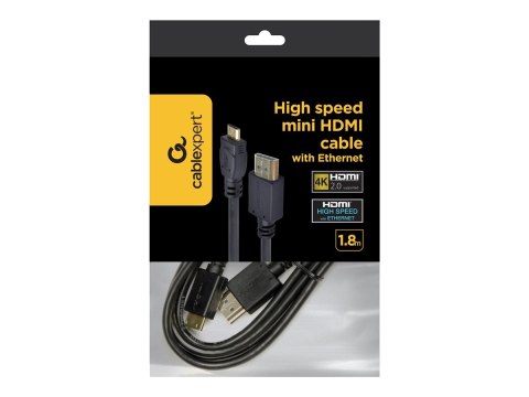 Cablexpert CC-HDMI4C-6 - Kabel HDMI z Ethernet - 19 pin mini HDMI Type C męski do HDMI męski - 1.8 m - obsługa 4K
