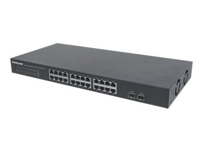 Intellinet 24-Port Gigabit Ethernet Switch with 2 SFP Ports, 24 x 10/100/1000 Mbps RJ45 Ports + 2 x SFP, IEEE 802.3az (Energy Ef