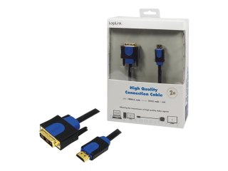 LogiLink - Kabel przejściowy - HDMI męski do DVI cyfrowe 18+1-pin (poł. pojedyncze) męski - 2 m