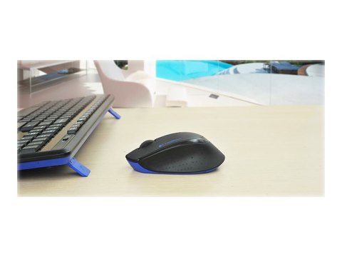 Logitech Wireless Combo MK345 - Zestaw klawiatura i mysz - bezprzewodowa - 2.4 GHz - Międzynarodowy USA - czarny, niebieski