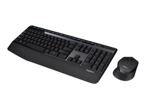 Logitech Wireless Combo MK345 - Zestaw klawiatura i mysz - bezprzewodowa - 2.4 GHz - Międzynarodowy USA - czarny, niebieski