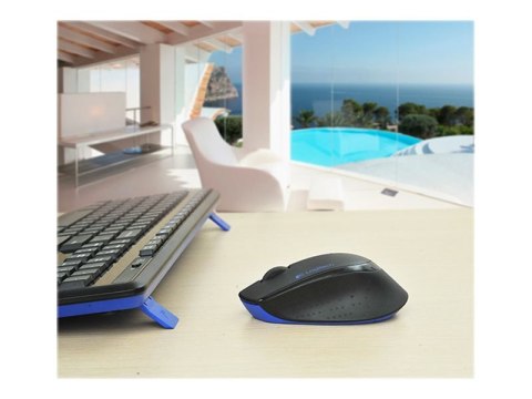 Logitech Wireless Combo MK345 - Zestaw klawiatura i mysz - bezprzewodowa - 2.4 GHz - Międzynarodowy USA - czarny, niebieski