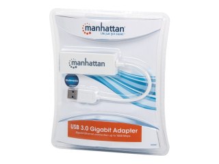 Manhattan USB-A Gigabit Network Adapter, White, 10/100/1000 Mbps Network, USB 3.0, Ethernet, RJ45, Three Year Warranty, Blister 