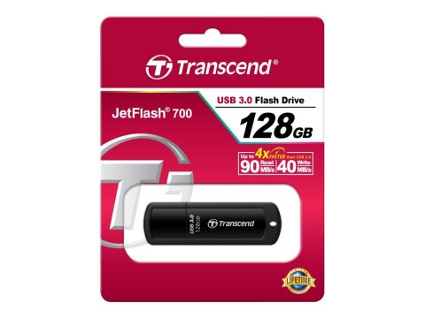 Transcend JetFlash 700 - Pendrive USB - 128 GB - USB 3.0 - czarny