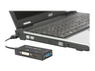 ASSMANN - Adapter wideo - DisplayPort 20-pin męski do 15 pin D-Sub (DB-15), HDMI, DVI-D żeński - 20 cm - potrójnie ekranowany - 