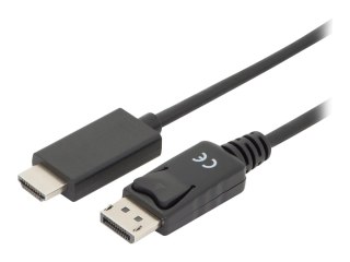 ASSMANN - Kabel przejściowy - DisplayPort 20-pin męski blokowanie do HDMI męski - 2 m - potrójnie ekranowany - czarny - odlewany