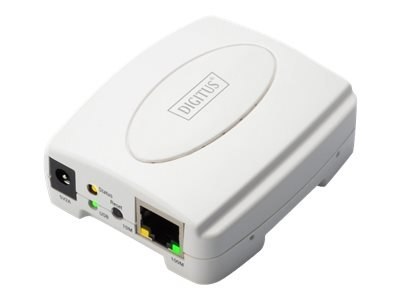 DIGITUS Fast Ethernet Print Server DN-13003-2 - Serwer wydruków - USB 2.0 - 100Mb LAN - 100Base-TX