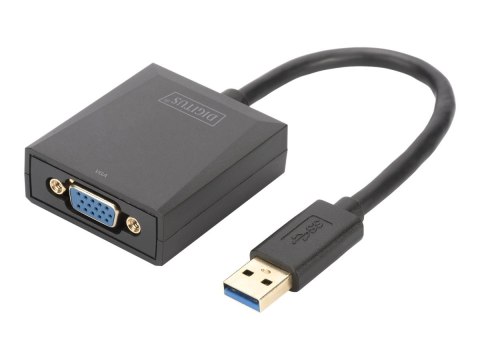 DIGITUS USB 3.0 to VGA Adapter - Zewnętrzny adapter wideo - USB 3.0 - VGA - czarny