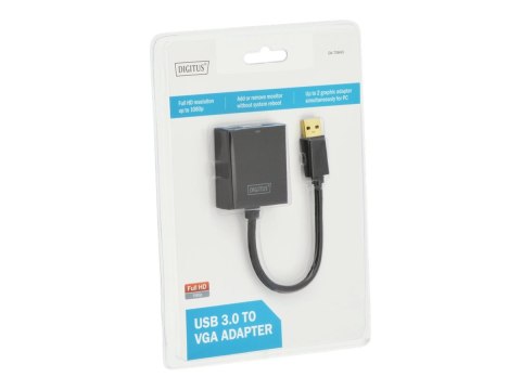 DIGITUS USB 3.0 to VGA Adapter - Zewnętrzny adapter wideo - USB 3.0 - VGA - czarny
