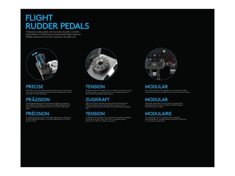 Logitech Flight Rudder Pedals - Pedały - przewodowa - dla PC