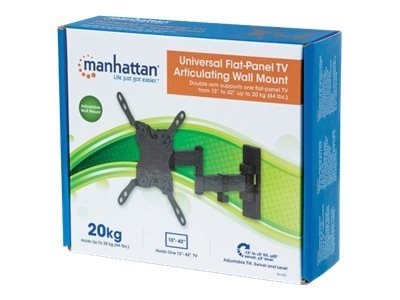 Manhattan TV & Monitor Mount, Wall, Full Motion, 1 screen, Screen Sizes: 13-42", Black, VESA 75x75 to 200x200mm, Max 20kg, Tilt 