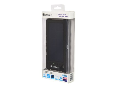 Sandberg Outdoor Solar Powerbank 16000 - Power bank słoneczny - litowo-jonowa - 16000 mAh - 3.4 A - 3 złącza wychodzące (USB, US