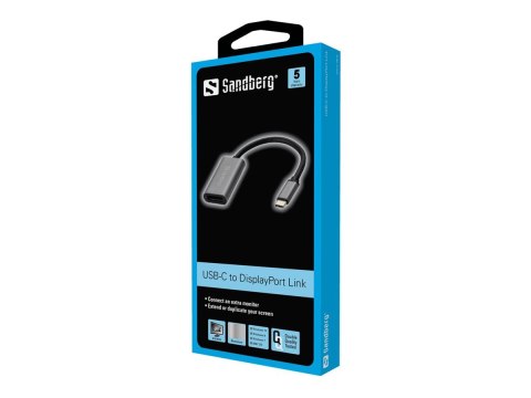 Sandberg USB-C to DisplayPort Link - Zewnętrzny adapter wideo - USB-C 3.1 - DisplayPort