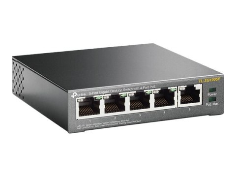 TP-Link TL-SG1005P - Przełącznik - niezarządzalny - 4 x 10/100/1000 (PoE) + 1 x 10/100/1000 - stacjonarny - PoE (56 W)