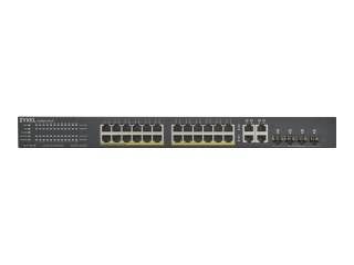 Zyxel GS1920-24HPv2 - Przełącznik - smart - 24 x 10/100/1000 (PoE+) + 4 x zestaw Gigabit SFP + 4 x 10/100/1000 - montowany w sza