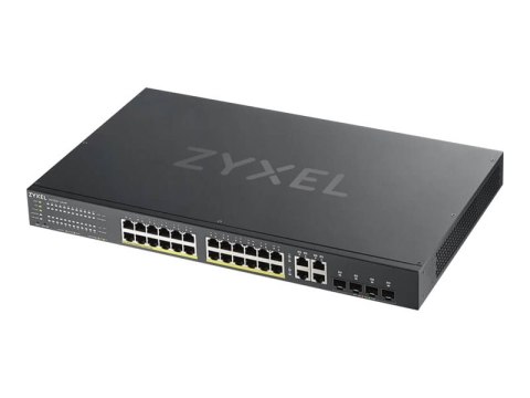 Zyxel GS1920-24HPv2 - Przełącznik - smart - 24 x 10/100/1000 (PoE+) + 4 x zestaw Gigabit SFP + 4 x 10/100/1000 - montowany w sza