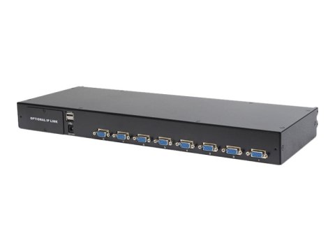 Digitus Professional DS-72210-2US - Konsola KVM z przełącznik KVM - 8 porty - USA - 17" - do montowania w stojaku - 1280 x 1024 