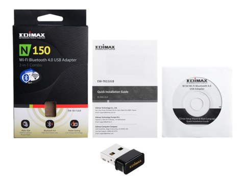 Edimax EW-7611ULB 2-in-1 N150 Wi-Fi & Bluetooth 4.0 Nano USB Adapter - Adapter sieciowy - USB 2.0 - 802.11b/g/n, Bluetooth 3.0 H