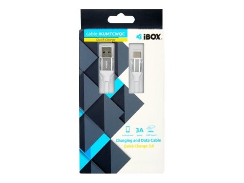 IBOX IKUMTCWQC - Kabel USB - USB-C (M) do USB (M) - USB 2.0 - 3 A - 1.5 m - biały