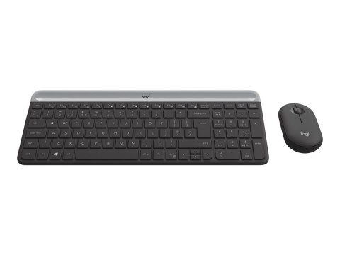 Logitech Slim Wireless Combo MK470 - Zestaw klawiatura i mysz - bezprzewodowa - 2.4 GHz - Międzynarodowy USA - grafitowy