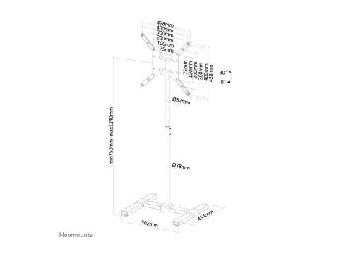 Neomounts NS-FS100 - Stojak - nachylenie - dla wyświetlacz LCD - czarny - rozmiar ekranu: 10"-55" - element podłogowy