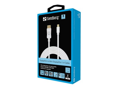 Sandberg - Kabel portu wyświetlacza - DisplayPort 20-pin (M) do Mini DisplayPort (M) - DisplayPort 1.4 - 2 m - obsługa 8K