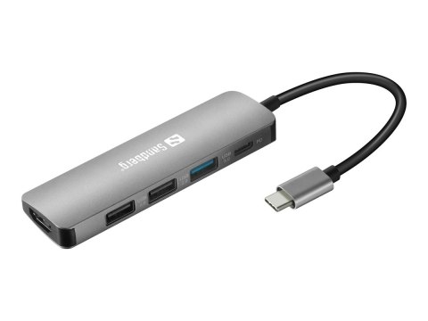 Sandberg USB-C Dock HDMI+3xUSB+PD 100W - Stacja dokująca - USB-C - HDMI