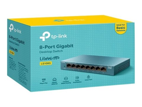TP-Link LiteWave LS108G - Przełącznik - niezarządzalny - 8 x 10/100/1000 - stacjonarny - AC 220 V