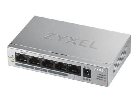 Zyxel GS1005HP - Przełącznik - niezarządzalny - 4 x 10/100/1000 (PoE+) + 1 x 10/100/1000 - montowany na ścianie, stacjonarny - P