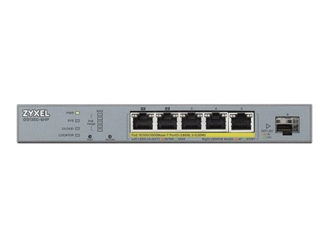 Zyxel GS1350-6HP - Przełącznik - smart - 5 x 10/100/1000 (PoE+) + 1 x Gigabit SFP (uplink) - stacjonarny - PoE+ (60 W)