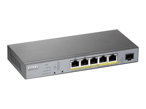 Zyxel GS1350-6HP - Przełącznik - smart - 5 x 10/100/1000 (PoE+) + 1 x Gigabit SFP (uplink) - stacjonarny - PoE+ (60 W)