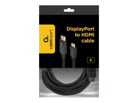 Cablexpert CC-DP-HDMI-3M - Kabel przejściowy - DisplayPort 20-pin męski do HDMI męski - 3 m - ekranowana