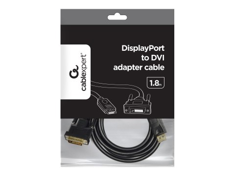 Cablexpert CC-DPM-DVIM - Kabel do ekranu - DisplayPort 20-pin (M) do DVI-D (M) - 1.8 m - odlewany - czarny