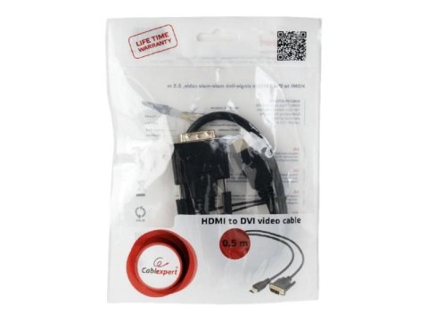 Cablexpert CC-HDMI-DVI-0.5M - Kabel przejściowy - DVI cyfrowe 18+1-pin (poł. pojedyncze) męski do HDMI męski - 50 cm - ekranowan