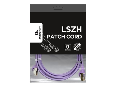 Cablexpert - Kabel krosowy - RJ-45 (M) do RJ-45 (M) - 1 m - SFTP - CAT 6a - bezhalogenowe, odlewany - purpurowy